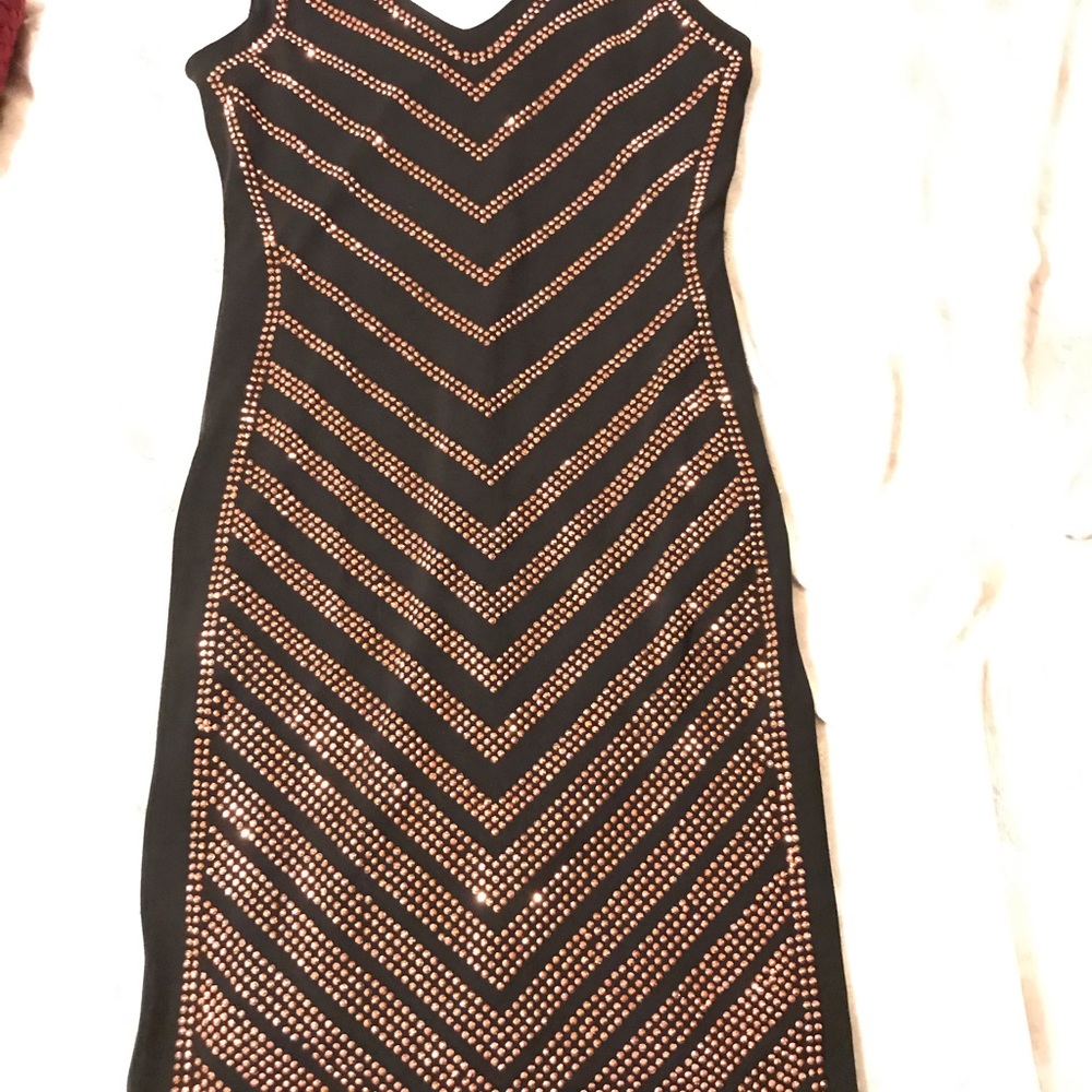Black Sleeveless Dress with Cooper Stones